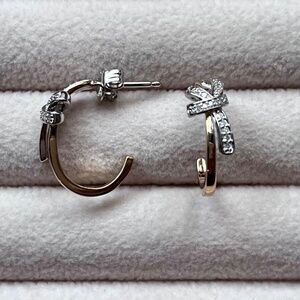 E031 | Natural Diamond Bow Mixed Metal Hoops